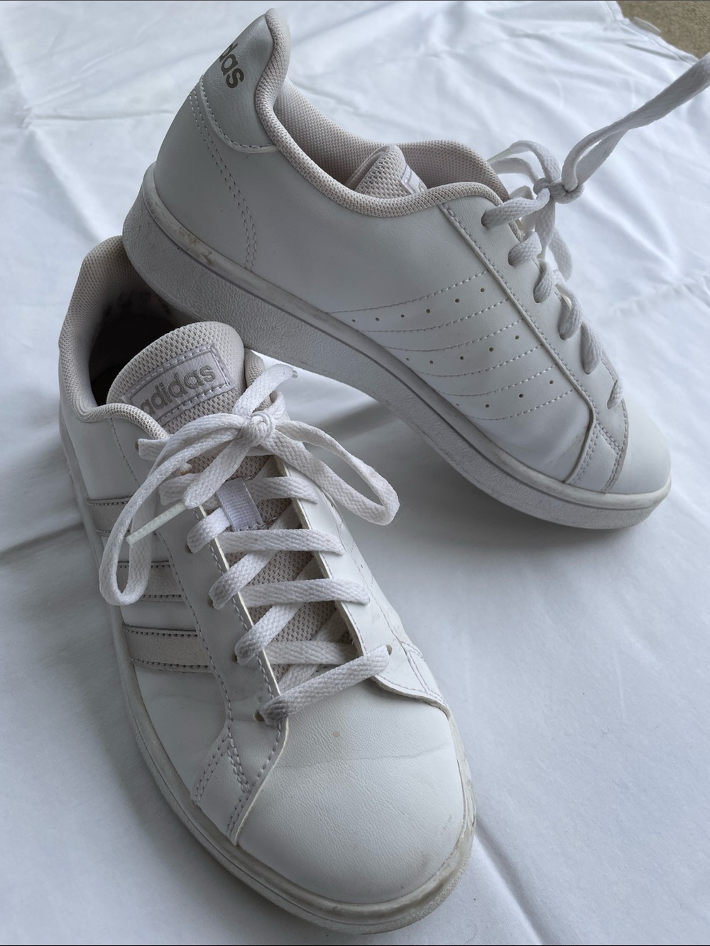 adidas All-White Low-Top Leather Sneakers